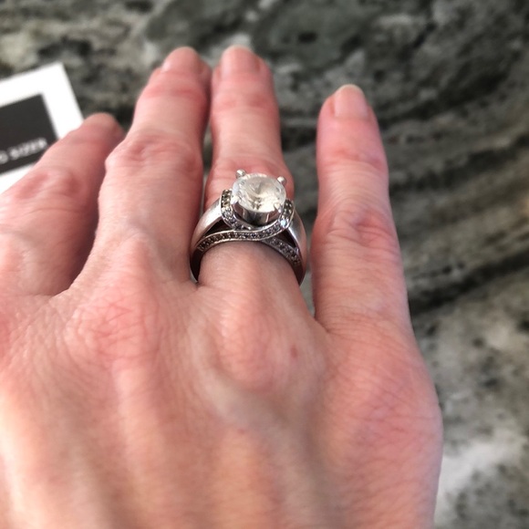 Sterling Silver Stunning Cubic Zirconia Ring Beautiful Setting Sz 5 Stamped 9.25 - Picture 5 of 7